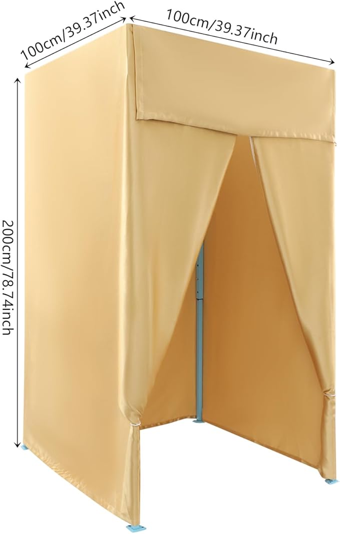 Portable Privacy Dressing Room Height Adjustable Canopy Changing Room for Indoor Photoshoots Camping Pool 3.28 * 3.28 * 6.56ft (Champagne Gold)