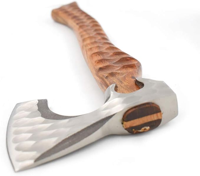Hand Forged Viking Bearded Axe – 1075 High Carbon Steel Handmade Medieval Style Camping &amp Hunting Axe with Ash Wood Handle and Leather Sheath (Brown-Hand Forged)