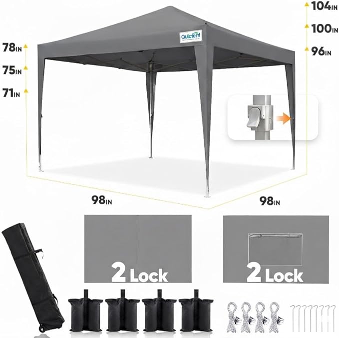 Quictent Privacy 8x8 Pop up Canopy Tent with Sidewalls and Roll-up Ventilated Windows One Person Easy Setup Outdoor Commercial Gazebo Shelter Enclosed Waterproof Bonus 4 Sandbags