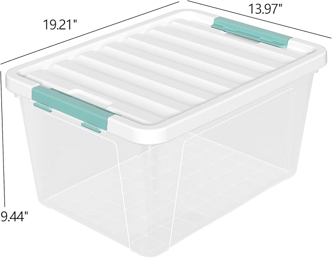 36 Quart Large Plastic Storage Boxes with Lids Clear Plastic Storage Totes 4 Packs