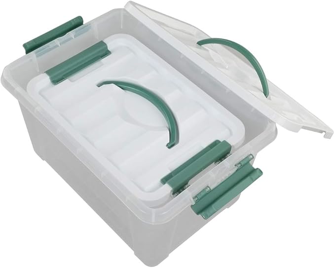 Jekiyo Clear Latching Box Plastic Storage Bin 2 Packs(6 Quart&amp14 Quart)