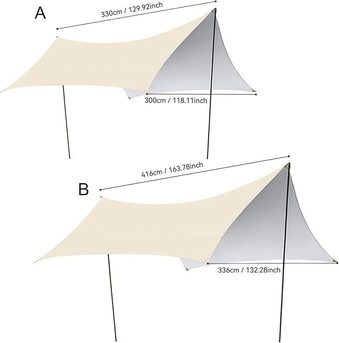 Large 16 Square Meters Outdoor Camping Shelter Featuring Reflective Silver Layer for Sun Shield and