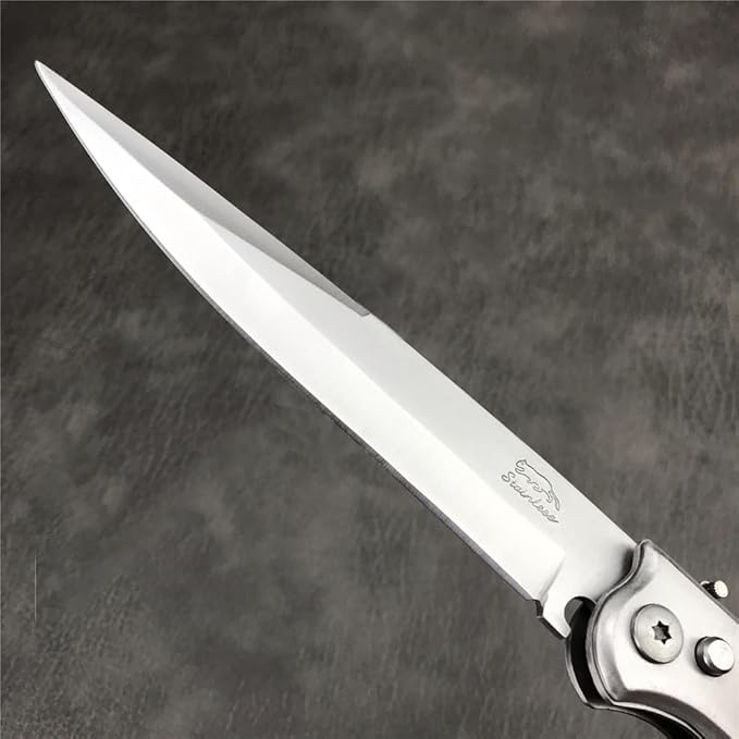 12'' Tactical Folding Knife 420 Stainless Steel Blade Red-colored Wood Handles with Slide Safety Lock Outdoor Camping EDC Tools