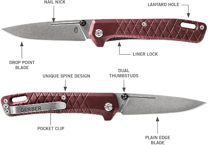 Gerber Gear Zilch Pocket Knife with 3.1 Plain Edge Blade Folding Knife with Clip Lightweight EDC Gear and Equipment