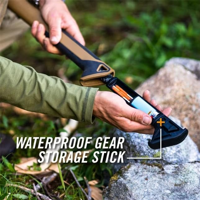 Gerber Gear Bushcraft Axe - Camping Survival Bushcraft Axe with Sheath - Features Hammerhead &amp Water-Resistant Compartments - Made in USA - Coyote Brown