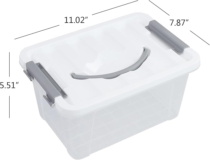 Hespama 5.5 Quart Storage Bin Plastic Latching Box Container 6 Packs
