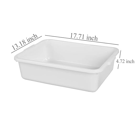 4-Pack Bus Box 13 L Commercial Plastic Bus Tubs White Wash Dish Basin