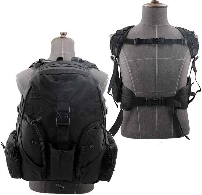 Outdoor Sports Pack Hiking Bag Tactical Rucksack Camo Knapsack Combat Camouflage Tactical Molle Backpack - Black