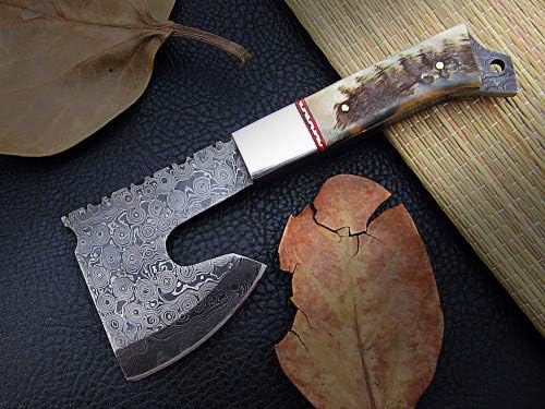 Axe Damascus Steel 7.5 Sheep Horn Handle Mini Axe
