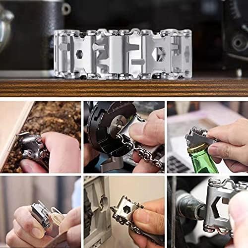 Multitool Bracelet 29 in 1 Tools Bracelet for Men and Women Stainless Steel Multi-Functional Tool Utility Wrist Survival Band for Sailing Travel Camping Hiking-Silver