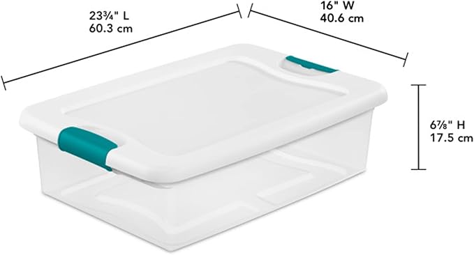 Sterilite Storage System Solution with 32 Quart Clear Stackable Storage Box Organization Containers with White Latching Lid 7 Pack