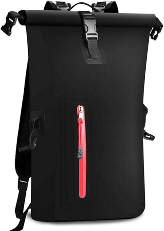 Waterproof Backpack Roll-Top Dry Bag Waterproof Backpack Heavy Duty Roll-Top Closure Swim Bag with Front-Zipper Pocket