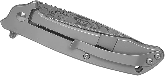 Scipio Maverick Ball-Bearing Pocket Knife FAB041M - Damascus Layered Steel Trail Knife with 3.25-Inch Blade - Silver