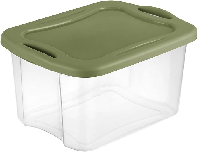 (2 pack) 40 Quart EZ Carry Plastic Storage Bin Full-Grip Handles Green