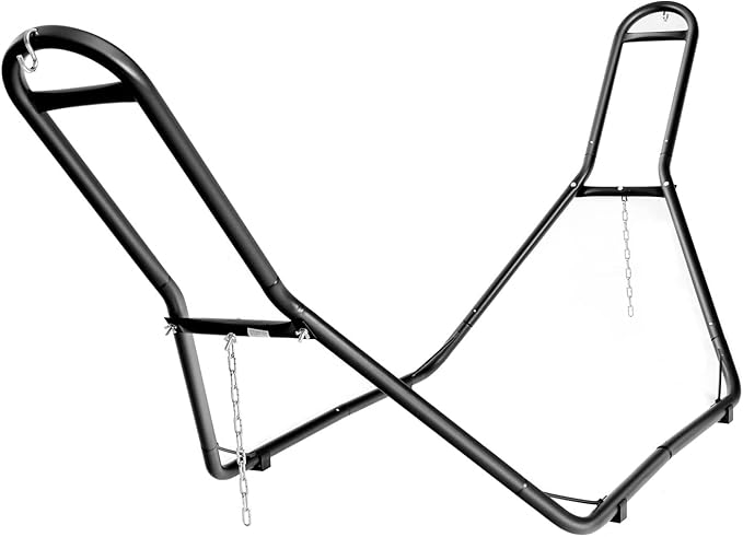 Tangkula Steel Hammock Stand Adjustable Hammock Chair Frame with Hooks &amp Chains for Hanging 9-13 Ft Hammock 2 Person Indoor Outdoor Hammock Stand Only Ideal for Garden Yard Patio Deck