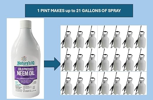 Nature's IQ Advanced Formula Neem Oil with Built in Mixing Agent. Concentrated neem Oil Spray for Plants. 4 in 1 Products. Controls Insects Mites Fungus and Nematodes. 4-16oz Bottles.