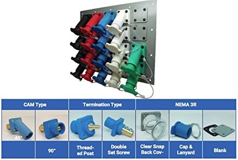 5 Position CAM Lock Panel 400 Amp 3 Phase 120/208V Female45° Double Set-Screw Connections with NEMA 3R Caps and Lanyards Series 16 CAM Connectors Power Distribution Panel