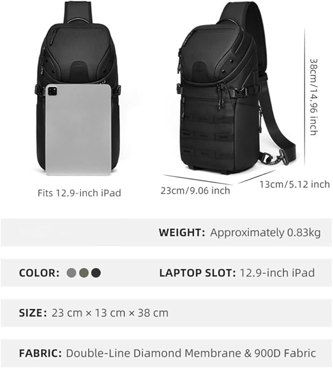 Waterproof Tactical Backpack Crossbody Bag Chest Bag With Anti-theft Pocket Oxford Waterproof Material. 1pcs (green)