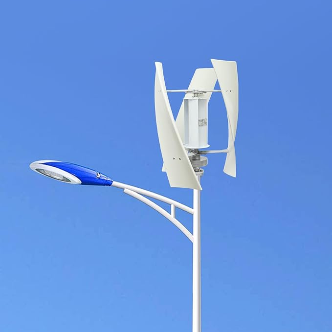 100W Vertical Axis Wind Turbine Generator Permanent Magnet Generator with Intelligent Controller Low Noise Helical Design Windmill for Home Boats Street Lighting (24V100wStyle 1 White)