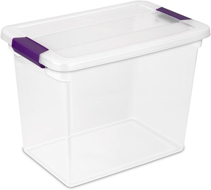 Sterilite 6-Pack 27 Quart ClearView Latch Box Stackable Organizer Bins with Latching Lids - Clear Plastic Organization Containers for Closet Bedroom Shelving Units and Everyday Home Storage