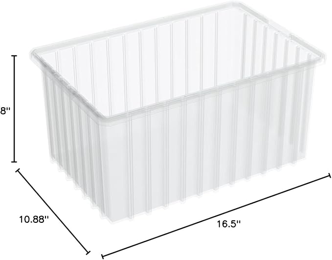 Akro-Mils 33168SCLAR CS 16-1/2-InchL by 10-7/8-Inch W by 8-Inch H Akro-Grid Slotted Divider Plastic Tote Box 6-Pack