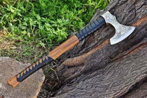 Handmade Carbon Steel Viking Axe for Hunting Bearded Camping Axe Outdoor Camping Axe