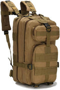 Outdoor Sports Pack Hiking Bag Tactical Rucksack Camo Knapsack Combat Camouflage Tactical Molle 25L 3P Backpack - Tan