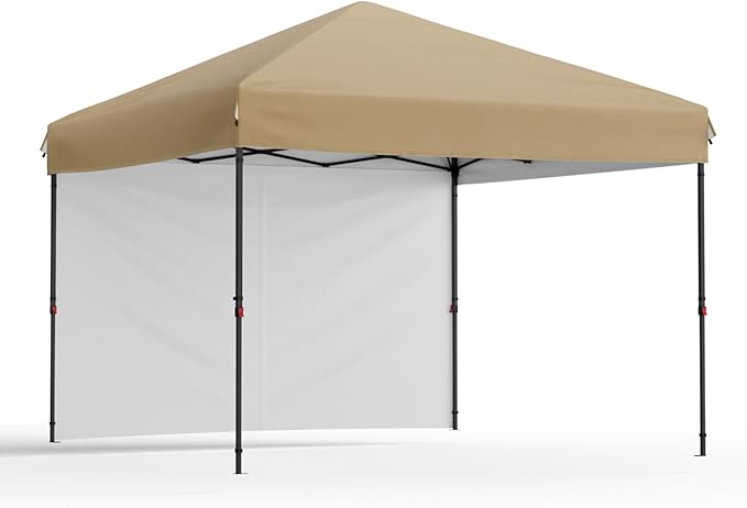 10 X 10ft Pop-Up Canopy Foldable Outdoor Sunshade Shelter One-Push Setup Tent for Events Parties Camping and Commercial Use. Instant Setup Tent Shelter with 1 Removable Sidewalls+ Khaki
