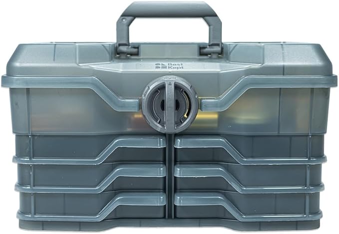 Best Kept | Portable Cosmetic Organizer with Compartments | Makeup Organizer Box For Vanity | Skin Care | Jewelry | Cosmetic Train Case | Hair &amp Grooming Storage Case | Dark Grey