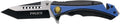THIRD Assisted Safety Folding Knife K1912BL Police Emblem Black and Blue Handle 9.1 cm Stainless Steel Blade