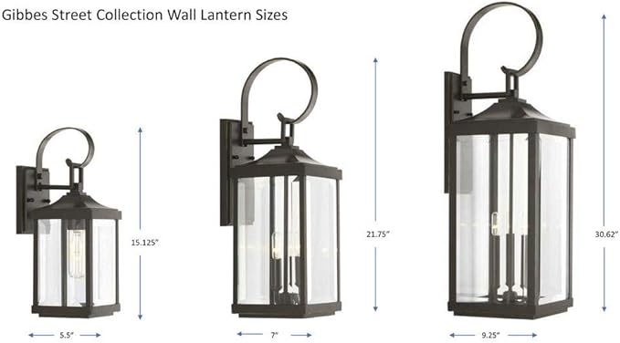 Gibbes Street Collection 3-Light Clear Beveled Glass New Traditional Outdoor Large Wall Lantern Light Antique Bronze