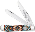 WHISKEY BENT HAT CO. Traditional Trapper Folding Pocket Knife 4.125 Closed Length 440C Stainless Steel Blades (Southwest Sand)