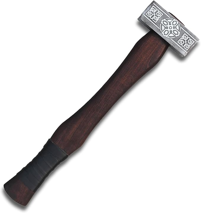 2pcs Handmade Medieval Set Viking Axe &amp Hammer Set Viking Battle Axe with Handmade Leather Sheath and HandForged Viking Hammer Viking Collectibles Viking Bearded Axe and Viking Hammer Combo Se