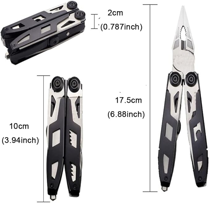 INTBUYING Stainless Steel Multifunctional Outdoor Tool Pliers Portable Equipped with Durable Nylon Bag Multitool Pliers Pocket Knife for Outdoor Camping Hiking