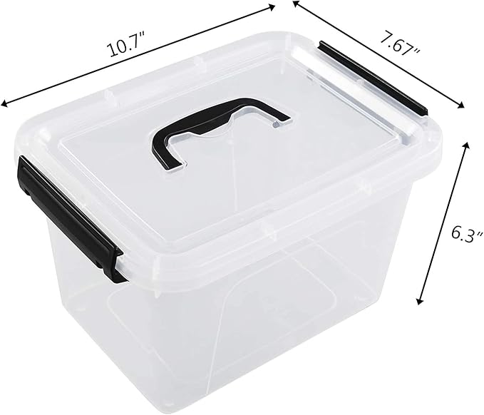5 Quart Storage Box Tote with Lid 6 Packs Small Plastic Bins with Handles
