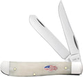 Case Mini Trapper - Smooth Natural Bone - Stars &amp Stripes Shield - 14091
