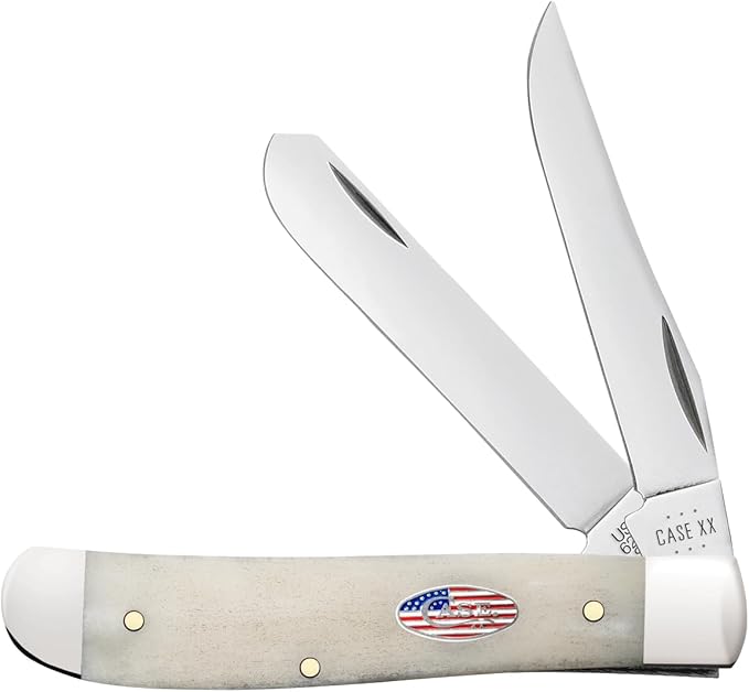 Case Mini Trapper - Smooth Natural Bone - Stars &amp Stripes Shield - 14091