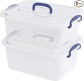 8 Quart Plastic Latching Organizing Tote Boxes Clear Storage Bin with Handle 2 Packs