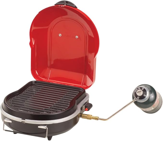 Coleman Fold ‘N Go 6000 BTU Portable Propane Grill Lightweight Gas Grill with Push-Button Starter &amp Adjustable Horseshoe Burner Great for Camping Tailgating Grilling BBQ