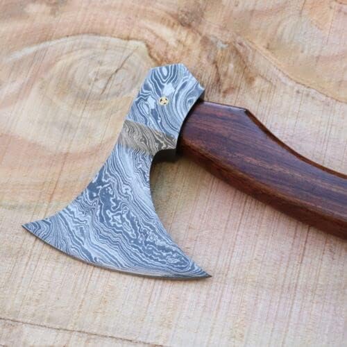 Handemade Viking Steel Damascus Hatchet Throwing Custom Hand Made Bearded Camping