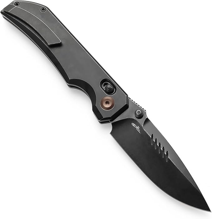 KANSEPT Eaglestrike Pocket Folding Knive 3.73''Blackwash CPM S35VN Steel Blade Black Titanium Handle with Thumb Stud Axis Lock Fold for Men Women Sharp Camping Survival Hiking Knives K1095v2