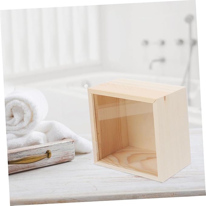 2pcs Acrylic Storage Box Sliding Lid Decorative Trinket Box Visible Wood Craft Storage Unfinished Wooden Jewelry Holder