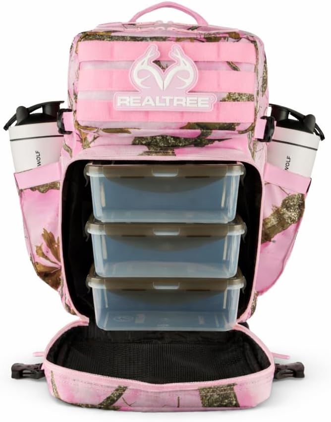 WOLFpak 35L Meal Prep Management Backpack (Realtree APX Flushing Pink) | Easily Store &amp Organize Food Storage Containers w/Built-In Lunch Box Cooler Travel Insulated Bag