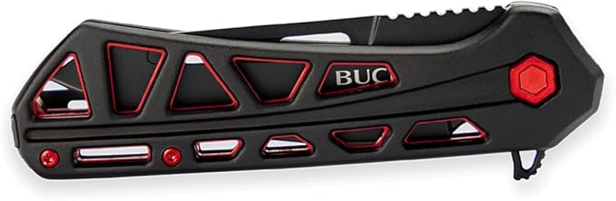 Buck Knives 811 Trace Ops Folding EDC Knife 3.23” Pocket Knife Blade Aluminum Handle 7Cr17MoV Steel Tanto Folding Blade Black/Red 3.75 oz