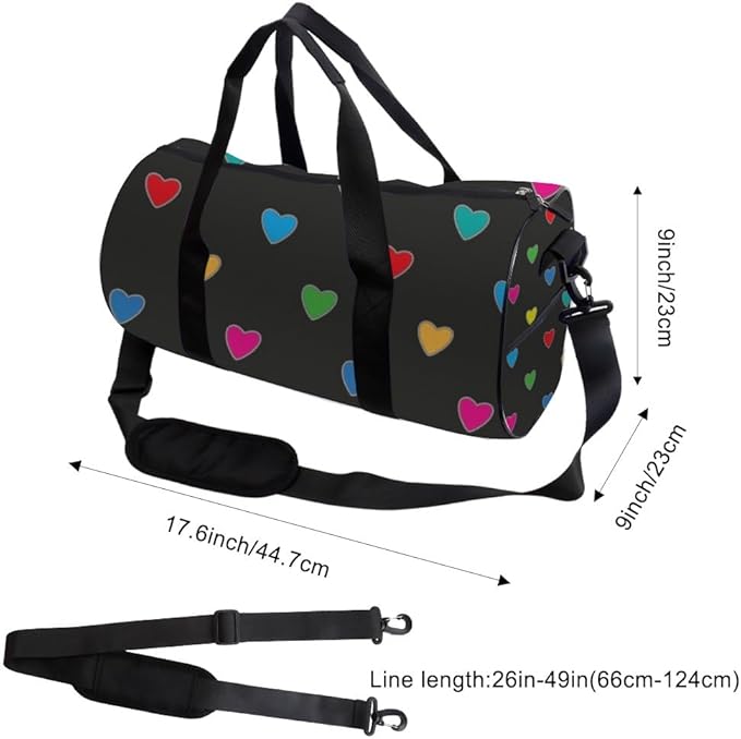 Vibrant Heart Packable Gym Bag With Shoe Compartment Oxford Tote Bags Adjustable Shoulder Strap Convertible Carry Backpack Gothic Duffle Bag For Volleyball Pilates Gym Gear For Women