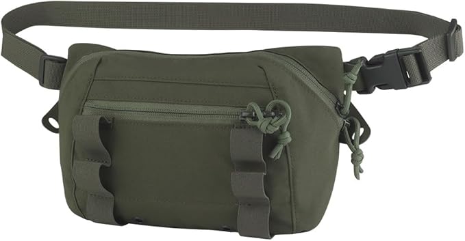 Assault Dangler Pouch with Elastic Loops Panel*2 Hook Loop Tongue for Plate Carrier Chest Rig Top Arc Opening Half Zip Tactical Fanny Pack Sling Bag Concealed Carry EDC IFAK Medical Drop Pouch-RG