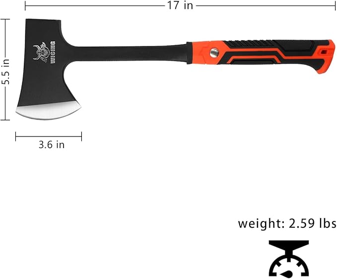 17 Hatchet Camping Axe High Carbon Steel &amp Non-Slip Shock-Absorbing Grip with Nylon Sheath