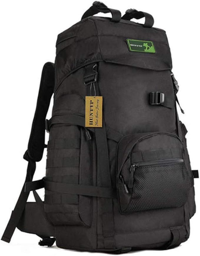 Huntvp 55L Tactical Military MOLLE Backpack Rucksack (Black)