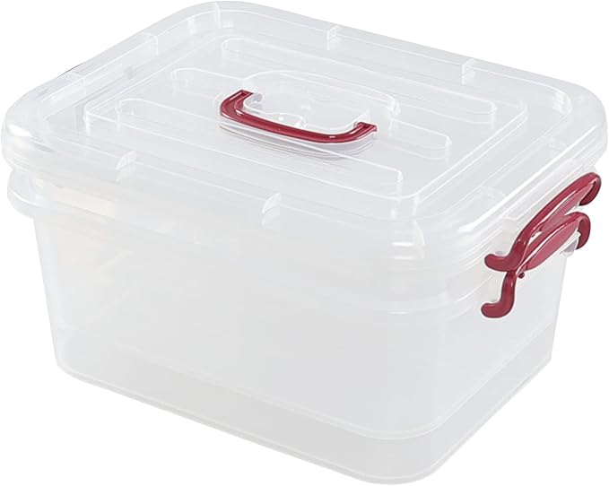 2 Packs 8 Liters Clear Storage Boxes Plastic Latching Container Tote with Lids