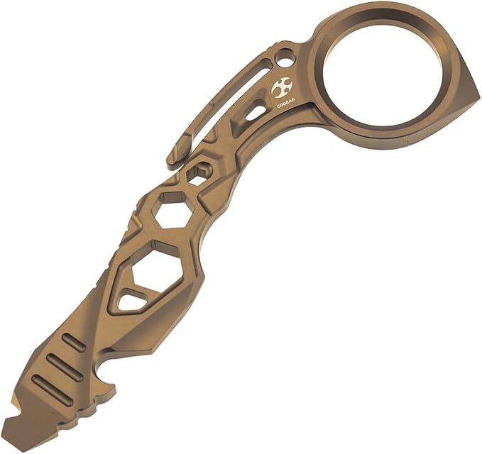 KANSEPT PryMate Bronze Anodized Titanium Pry Bar Multitool with Glass Breaker Bottle Opener Hex Bit Pocket Cilp for Your Versatile Companion for Everyday Carry and Camping Accessories G008A6